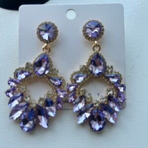 Purple Gemstone Drop Earrings